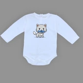 Balıklı Kedi Baskılı Bebek Çıtçıtlı Body Uzun Kısa Kolsuz Mnk00685 - 3