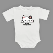 Minnoş Kedi Baskılı Bebek Çıtçıtlı Body Uzun Kısa Kolsuz M00688 - 6