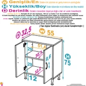 Modilayn SÖKE Küçük Alanlar İçin Akıllı Çözümler 55x75x32,5 cm’ lik 2 Kapaklı 2 Göz Raf Dolap thumbnail 4