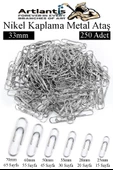 Metal Ataş No 4 33 mm 250 li 1 Paket Nikel Kaplama Metal Ataç Dayanıklı Paslanmaz 20 Sayfa Kapasiteli Ofis Okul Büro - 1