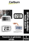 Özel Üretim Dekoratif Işık Sensörlü Dijital Tarih Oda Sıcaklığı 3 Farlı Ton Alarmlı Masa Çalar Saat - 1