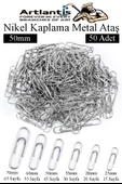 Büyük Metal Ataş No 5 50 mm 50 li 1 Paket Nikel Kaplama Metal Ataç Dayanıklı Paslanmaz 45 Sayfa Kapasiteli Dev Ataş - 1