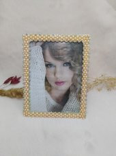 İncili Swaroski Taşlı Dekoratif Modern Masaüstü Camlı Fotoğraf Çerçevesi - 1