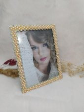 İncili Swaroski Taşlı Dekoratif Modern Masaüstü Camlı Fotoğraf Çerçevesi - 2