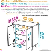 Modilayn SÖKE Küçük Alanlar İçin Akıllı Çözümler 60x75x32,5 cm’ lik 2 Kapaklı 2 Göz Raf Dolap thumbnail 4