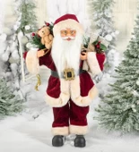 Yılbaşı Süsü Noel Baba Biblo Figür Büyük Boy 45cm - Peluş Ayılı Hediye Çuvalı ve Aksesuarları ile - 1