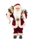 Yılbaşı Süsü Noel Baba Biblo Figür Büyük Boy 45cm - Peluş Ayılı Hediye Çuvalı ve Aksesuarları ile - 2