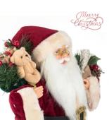 Yılbaşı Süsü Noel Baba Biblo Figür Büyük Boy 45cm - Peluş Ayılı Hediye Çuvalı ve Aksesuarları ile - 5