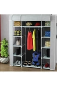 ilhanhome Çift Yandan Raflı Güçlendirilmiş Pvc Profilli Bez Dolap Süper Gardırop - 1