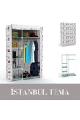 ilhanhome Tek Yandan Raflı Plastik Profilli Bez Dolap Kumaş Gardırop - 1