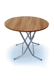 ilhanhome Yuvarlak Katlanır Masa Ders Çalışma Yemek Mutfak Masası 90 Cm - 1