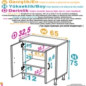 Modilayn SÖKE Küçük Alanlar İçin Akıllı Çözümler 65x75x32,5 cm’ lik 2 Kapaklı 3 Göz Raf Dolap - 4