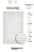 Elegance Eg003a Krem Halı Bej Kenar Çerçeveli Modern Viskon Doğal Iplik Bambu Halı Tozu Az Salon 156 X 230 KREM-BEJ - 6