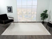 Elegance Eg003a Krem Halı Bej Kenar Çerçeveli Modern Viskon Doğal Iplik Bambu Halı Tozu Az Salon 156 X 230 KREM-BEJ - 2