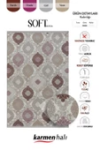 Soft 753 Gri Halı Lila Kahve Çiçek Desenli Modern Klasik Akrilik Tozuaz Salon Halısı Yatak Odası 100 X 300 GRI-MOR - 5