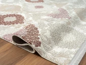Soft 753 Gri Halı Lila Kahve Çiçek Desenli Modern Klasik Akrilik Tozuaz Salon Halısı Yatak Odası 100 X 300 GRI-MOR - 4