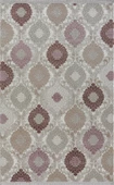 Soft 753 Gri Halı Lila Kahve Çiçek Desenli Modern Klasik Akrilik Tozuaz Salon Halısı Yatak Odası 100 X 300 GRI-MOR - 1