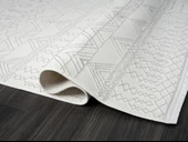 Zn010a Gri Halı Etnik Desenli Modern Parlak Yumuşak Kadife İnce Antialerjik Salon Koridor Özel Ölçü KREM - 4