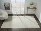 Zenith Zn007a Gri Halı Çizgi Desenli Modern Yumuşak Kadife Ince Antialerjik Salon Koridor Halısı Özel Ölçü KREM thumbnail 2