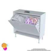 Modilayn SÖKE Banyo İçin Sihirli Kutu 75x75x32,5 cm’ lik 2 Göz Sepet Hazneli Mini Banyo Dolabı - 6