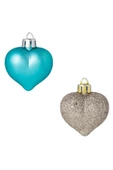 Yıllbaşı Çam Ağacı Süsü Simli Ve Mat Kalp Noel Ağacı Süsü 6 Lı  6 cm - 2