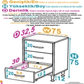 Modilayn SÖKE 3'lü Çekmece Banyo Dolabı 75x75x32,5 cm’ lik Çok Yönlü Çekmecelerle Daha Düzenli thumbnail 4