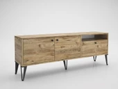 Wood'n Love Atoka 160 Cm Metal Ayaklı Dolaplı, Minifiks Bağlantı Tv Ünitesi - Atlantik Çam / Siyah - 2