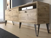 Wood'n Love Atoka 160 Cm Metal Ayaklı Dolaplı, Minifiks Bağlantı Tv Ünitesi - Atlantik Çam / Siyah - 4