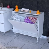 Modilayn SÖKE Banyo İçin Sihirli Kutu 80x75x32,5 cm’ lik 2 Göz Sepet Hazneli Mini Banyo Dolabı thumbnail 1