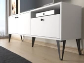 Wood'n Love Atoka 160 Cm Metal Ayaklı Dolaplı, Minifiks Bağlantı Tv Ünitesi - Beyaz / Siyah - 4