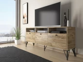 Wood'n Love Rhea 160 Cm Dolaplı, Minifiks Bağlantı, Geniş Tv Ünitesi - Konsol - Atlantik Çam / Siyah - 3