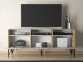 Wood'n Love Rhea 160 Cm Dolaplı, Minifiks Bağlantı, Geniş Tv Ünitesi - Konsol - Atlantik Çam / Siyah - 5