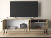 Wood'n Love Atoka 160 Cm Metal Ayaklı Dolaplı, Minifiks Bağlantı Tv Ünitesi - Atlantik Çam / Siyah - 5