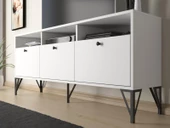 Wood'n Love Rhea 160 Cm Dolaplı, Minifiks Bağlantı, Geniş Tv Ünitesi - Konsol - Beyaz / Siyah - 4