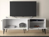Wood'n Love Atoka 160 Cm Metal Ayaklı Dolaplı, Minifiks Bağlantı Tv Ünitesi - Beyaz / Siyah - 5