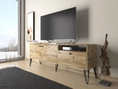 Wood'n Love Atoka 160 Cm Metal Ayaklı Dolaplı, Minifiks Bağlantı Tv Ünitesi - Atlantik Çam / Siyah - 3