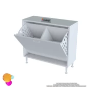 Modilayn SÖKE Banyo İçin Sihirli Kutu 80x75x32,5 cm’ lik 2 Göz Sepet Hazneli Mini Banyo Dolabı thumbnail 7