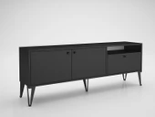 Wood'n Love Atoka 160 Cm Metal Ayaklı Dolaplı, Minifiks Bağlantı Tv Ünitesi - Siyah / Siyah - 2
