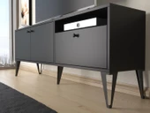 Wood'n Love Atoka 160 Cm Metal Ayaklı Dolaplı, Minifiks Bağlantı Tv Ünitesi - Siyah / Siyah - 4