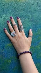 STONEAGE Antik Gümüş Bohem Bayan Yüzük Ayarlanabilir - 3