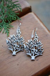 STONEAGE Antik Gümüş Bohem Hayat Ağacı Bayan Küpe thumbnail 1