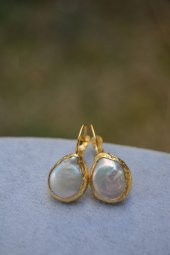 STONEAGE Barok İnci Altın Kaplama Bayan Küpe thumbnail 1