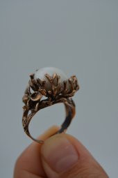 STONEAGE Barok İnci Bayan Yüzük Madeni Bronz Ayarlanabilir - 1