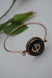 STONEAGE Bayan Bileklik Bilezik Siyah Renk Elif ve Vav Figürlü Za thumbnail 1