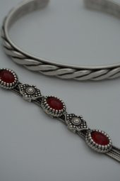 STONEAGE Bayan Bordo Bileklik İkili Bohem Antik Gümüş thumbnail 3