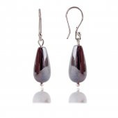 STONEAGE Bayan Gümüş Küpe Gri Hematit Doğal Taş thumbnail 2