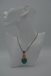 STONEAGE Bayan Kolye Kaliteli Bronz Turkuaz Kristal Taşlı Lale Fi thumbnail 3