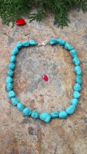 STONEAGE Bayan Kolye Kırma Firuze Doğal Taş Nazara Karşı thumbnail 1