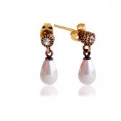 STONEAGE Beyaz Mini Damla İnci Bayan Küpe Doğal Taş - 3