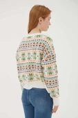FASHION FRIENDS KADIN DESENLİ CROP KAZAK 23K0140K1 - 3